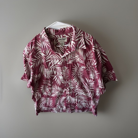 Cooke Street Other - Cooke Street Honolulu Mens XL Hawaiian Shirt Burgundy Palm Leaf Made in HI